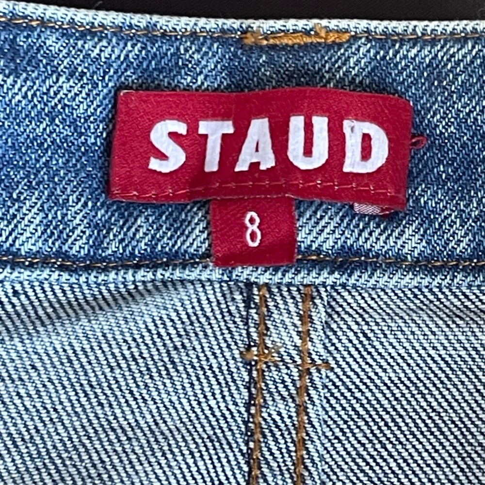 STAUD Denim Midi Skirt Blue Size 8 – Perfect Condition - Picture 4 of 4